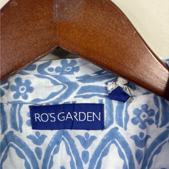 Ro's Garden tuckernuck blue white printed chlose short mini dress taormina L new - Picture 5 of 10